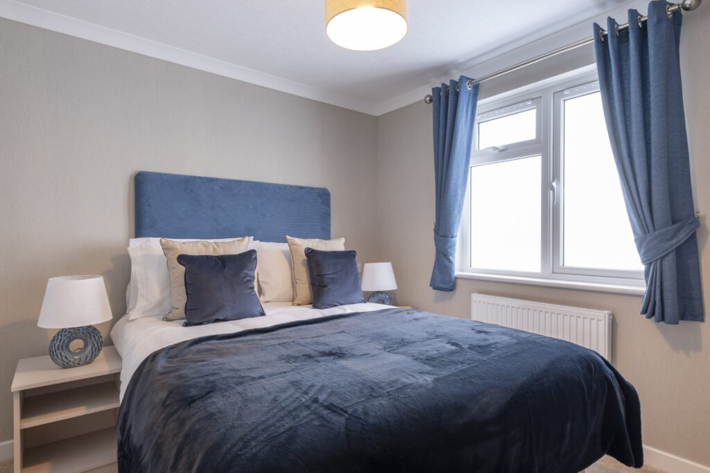 soft furnishings option for a residential park home bedroom